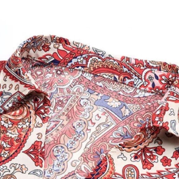 Collared All Over Print Tie-Waist Wrap Dress - Picture 6 of 10